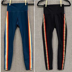LOT of TWO Spiritual Gangster High Waist Leggings with side Rainbow stripe XS